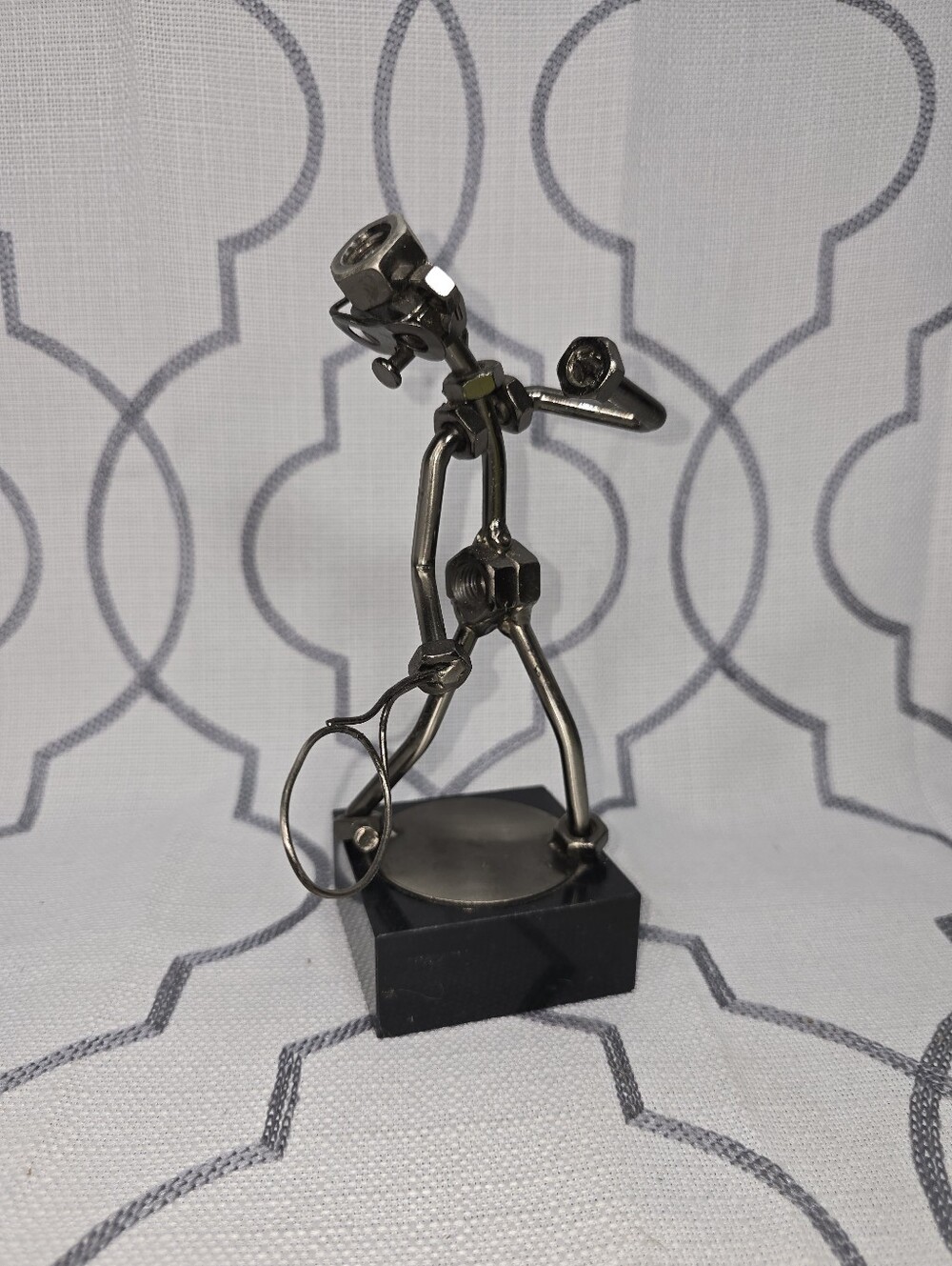 Hinz & Kunst Metal Sculpture Tennis Nuts And Bolts Steel 8" H with Base